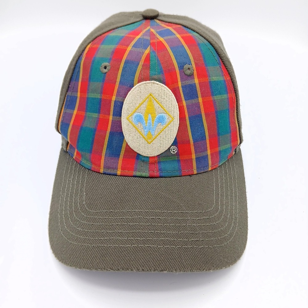 Webelos Hat Cap‎ Fitted Medium Plaid Flex Patch Youth Uniform Scout
